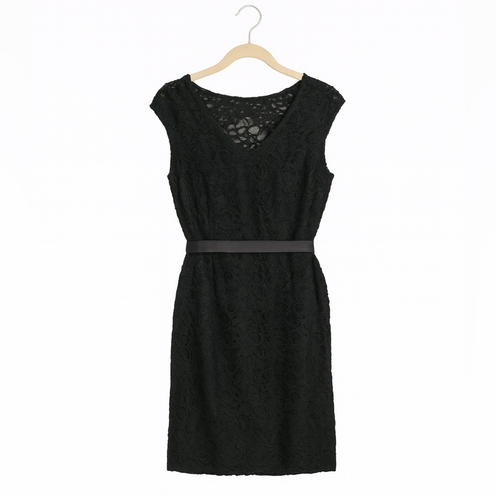 Morilee Madeline Gardner Navy Lace A-Line Cocktail Dress Sz 10 Sleeveless Formal